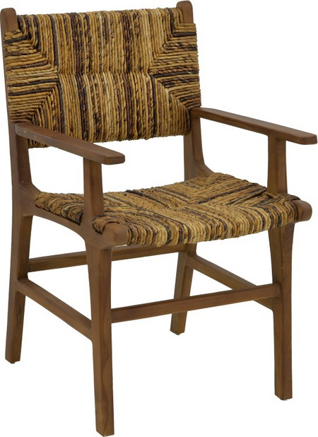 Πολυθρόνα Refane pakoworld φυσικό teak ξύλο-ψάθα 55x60x85εκ