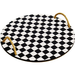 Δίσκος Σερβιρίσματος 283PLN1106 34,5x0,5cm Black-White Hermia Ξύλο