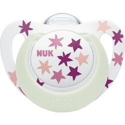 Nuk Star Night Ανατομική Ορθοδοντική Πιπίλα Σιλικόνης Νυκτός 18-36m Ροζ