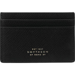 Smythson Panama Cross-Grain Leather Card Holder Black