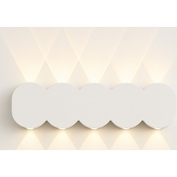 BAKAJI Απλίκα Τοίχου 10 LED Λευκή Λάμπα με Θερμό Λευκό Φως 26x8x3cm 02842446
