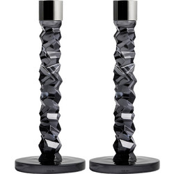 Orrefors Carat Candlestick Anthracite Κρυστάλλινα Κηροπήγια Set2 τμχ