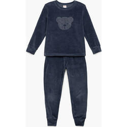 Minerva Bear Παιδική Πιτζάμα Βελουτέ Χειμωνιάτικη Navy Μπλε 90-62192-156