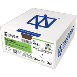 Medipac Ράμμα Polyamid 4/0 Μονό 45cm, Βελόνα 19mm 3/8 Στρογγυλή 4632