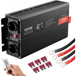 Μετατροπέας Ισχύος Καθαρού Ημιτόνου VEVOR 2000W DC12V σε AC230V LCD Τηλεχειριστήριο CE