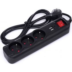Πολύπριζο με 3 Υποδοχές & 2 Θύρες USB - 3m με Διακόπτη KD-4032 Kraft&Dele
