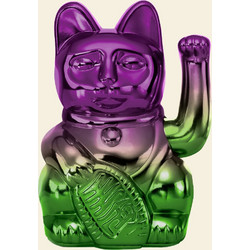 Donkey Διακοσμητική Γάτα Πλαστική Lucky Cat Player Four 10x8x15 - Γυαλιστερό Μωβ I Πράσινο