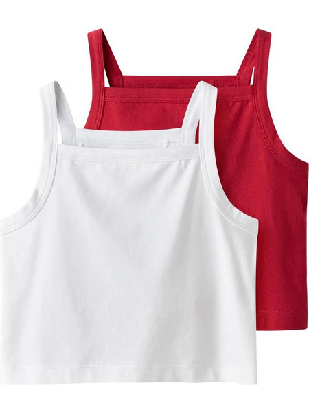 ΣΕΤ ΦΑΝΕΛΑΚΙΑ NAME IT 13228200 NKFVILINA 2P CROP TOP ΚΟΚΚΙΝΟ - ΛΕΥΚΟ