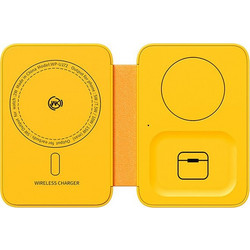 Wekome WP-U172 - 3-in-1 Wireless Charger With Magsafe For iPhone, Apple Watch, And Airpods + Mirror (Yellow) - (WK-WP-U172_YELLOW)