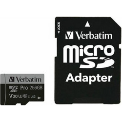 Verbatim Pro microSDXC 256GB Class 10 U3 V30 UHS-I A2 + Adapter