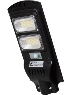 GloboStar(R) 71551 Αυτόνομο Ηλιακό Φωτιστικό Δρόμου Street Light LED SMD 100W 8000lm με Ενσωματωμένη Μπαταρία Li-ion 5500mAh - Φωτοβολταϊκό Πάνελ με Αισθητήρα Ημέρας-Νύχτας PIR Αισθητήρα Κίνησης Αδιάβ