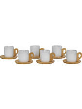 Φλυτζάνια Espresso Με Πιατάκια Nordic (Σετ 12Τμχ) 030016 29x21x7cm White-Natural Πορσελάνη,Bamboo