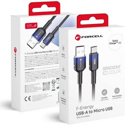Forcell F-Energy C351 Gradient - Καλώδιο USB-A σε Micro USB Quick Charge 3.0 2.4A 18W 1m σε Μαύρο Χρώμα