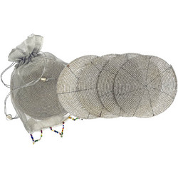 JΚ Home Decor - Χάντρινο Σουβέρ S/4 σε Πουγκί Ασημί