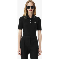 Lacoste Γυναικεία Μπλούζα Polo Κοντομάνικη Μαύρη DF6262-00