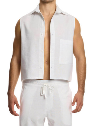 Linen Crop Shirt Λευκό