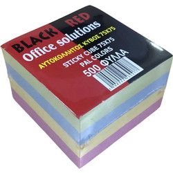 Αυτοκόλλητες Σημειώσεις Black Red 76x76 - 4 χρώματα - 500 φύλλα K7676PAL