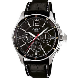 Casio Standard Ανδρικό Ρολόι Χρονογράφος με Μαύρο Δερμάτινο Λουράκι MTP-1374L-1A