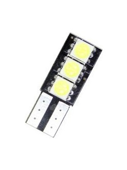 Led λάμπα τύπου Τ10 10W με 3 SMD led από τη μία πλευρά - CANBUS - 1τμχ
