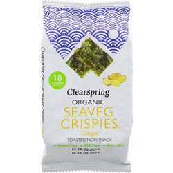 Seaveg Crispies NORI σνακ με Τζιντζερ - Clearspring - 4gr