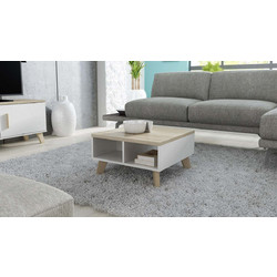 Cama Meble Lotta 60 Τραπεζάκι Σαλονιού White / Sonoma Oak Μ60xΠ60xΥ35cm LOTTA LAW 60