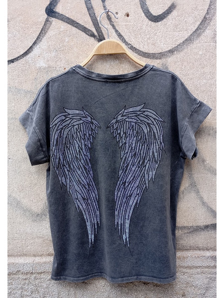 casual t-shirt Angel ανθρακί