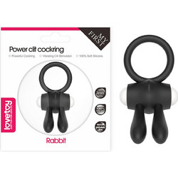 Lovetoy My First Power Clit Cockring Rabbit Ελαστικό Δαχτυλίδι Πέους Σιλικόνης με Δόνηση Μαύρο