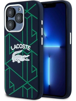LACOSTE Iphone 15 Pro 6.1 Blue Hardcase Silicone Monogram Vintage Logo Magsaf - (LCHMP15LSBIV)