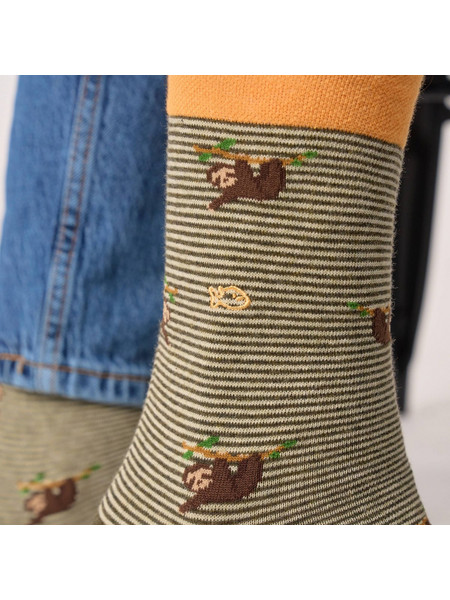 Combed cotton animal socks | Sloth