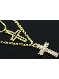 Gold or White Plated, Cross, Necklace with Swarovski Crystals Christy