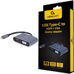 CABLEXPERT USB TYPE-C TO HDMI + VGA DISPLAY ADAPTER SPACE GREY RETAIL PACK