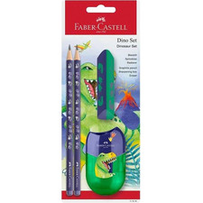 Faber Castell Σετ Μολύβια 2 Τεμάχια + Γόμα και ξύστρα Dino