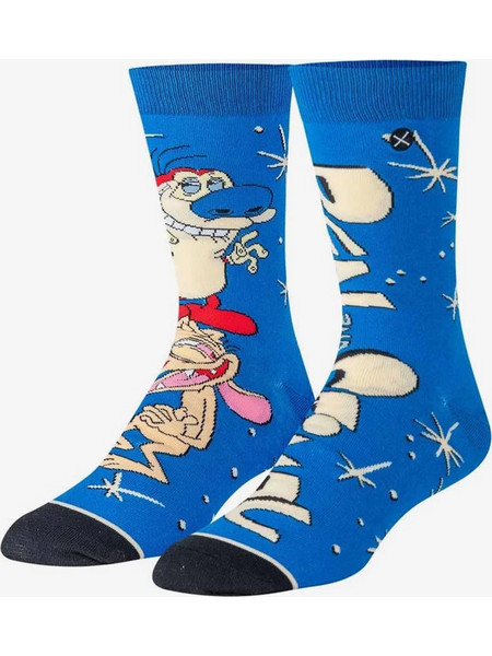 ODD SOX Ren & Stimpy Hilarious Ανδρικές Κάλτσες Ψηλές με Σχέδια Royal Blue OSRNSLOGO