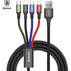 Baseus Rapid Braided USB to 2x Lightning / Type-C / micro USB Cable Πολύχρωμο 1.2m (CA1T4-A01) (BASCA1T4A01)