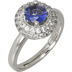 Ghetto Blue Diamond Shaped CZ Gemstone Adjustable Ring Silver