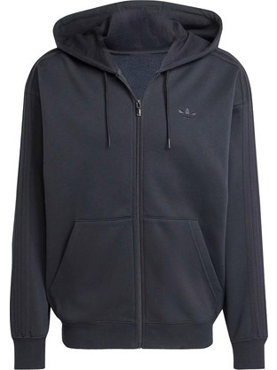Adidas Adicolor Oversize Ανδρική Ζακέτα Φούτερ με Κουκούλα και Φερμουάρ Μαύρη JW8367