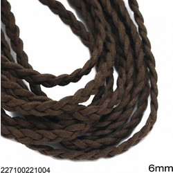 Κορδόνι Σουέτ Πλακέ Πλεξούδα 6mm 227100221 ΚΑΦΕ 1ΜΕΤΡΟ