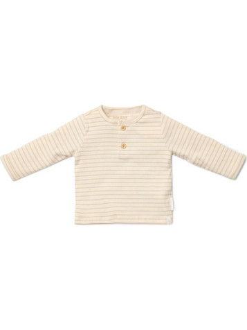 Little Dutch CL25291-03 Little Dutch Βρεφικό μπλουζάκι μακρυμάνικο με κουμπάκια Soft Beige Stripe