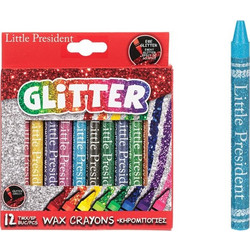 Little President Glitter Κηρομπογιές Σετ 12τμχ