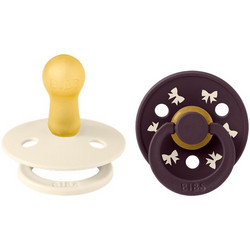 BIBS Colour Πιπίλες Καουτσούκ 6m+ Ivory Plum Mix 2τμχ