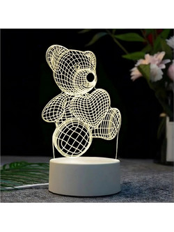 EXTRALINK 3D Heart Bear Night Light Home, Optical Illusion For Bedroom Usb - (EX.24121)