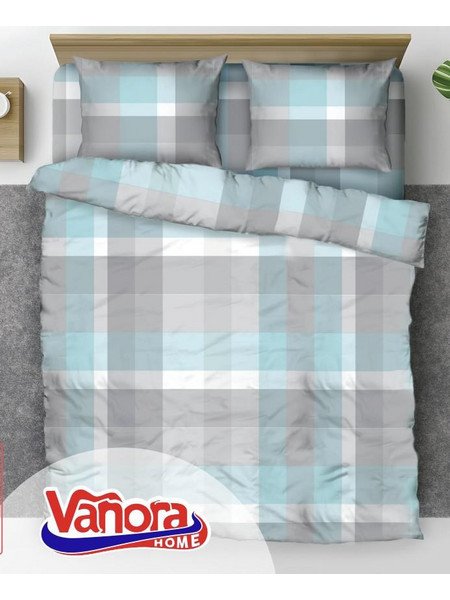 Vanora VN-KGBED92-SQR Σετ Παπλωματοθήκη Βαμβακερή Διπλή με 2 Μαξιλαροθήκες & 1 Σεντόνι 200x220 , Square