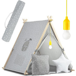 Nukido Teepee Σκηνή με Μαξιλάρια & Εξωτερική Λάμπα NK-405-Grey