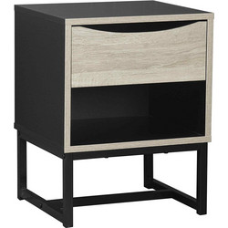 Κομοδίνο Edge 1 συρτάρι 39x35x50εκ. Μαύρο Sonoma
