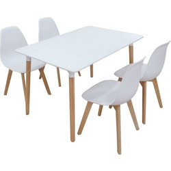 Σετ Τραπεζαρίας Loft Plus White Randy 5τμχ 120Χ80X72εκ