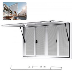 Παράθυρο Παραχώρησης VEVOR 135x84 cm, Παράθυρο Εξυπηρέτησης από Κράμα Αλουμινίου για Φορτηγό Τροφίμων, Έως 85 Μοίρες Παράθυρο Εξυπηρέτησης με 4 Συρόμενα Παράθυρα, Πόρτα Τέντας και Γάντζο Σύρσης, για Τ
