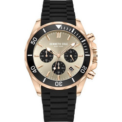 Kenneth Cole Ανδρικό Ρολόι Χρονογράφος με Μαύρο Καουτσούκ Λουράκι KCWGO0027103
