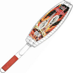 BBQ MD-583 Διπλή Σχάρα Ψησίματος Χρωμίου για Ψάρια 42x15cm