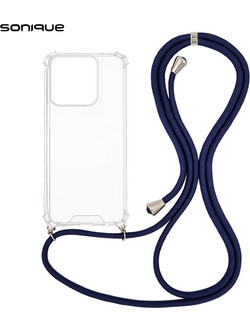 Θήκη Σιλικόνης με Κορδόνι Sonique Armor Clear Motorola Moto G56 5G Μπλε Σκούρο