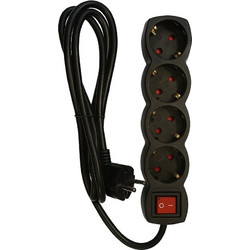 KAL ELECTRONICS SLGE-904K ΜΑΥΡΟ ΠΟΛΥΠΡΙΖΟ 4-ΘΕΣΕΩΝ ΜΕ ΔΙΑΚΟΠΤΗ 11310